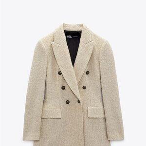 Zara Cream Pea Coat with Classic Tailoring
